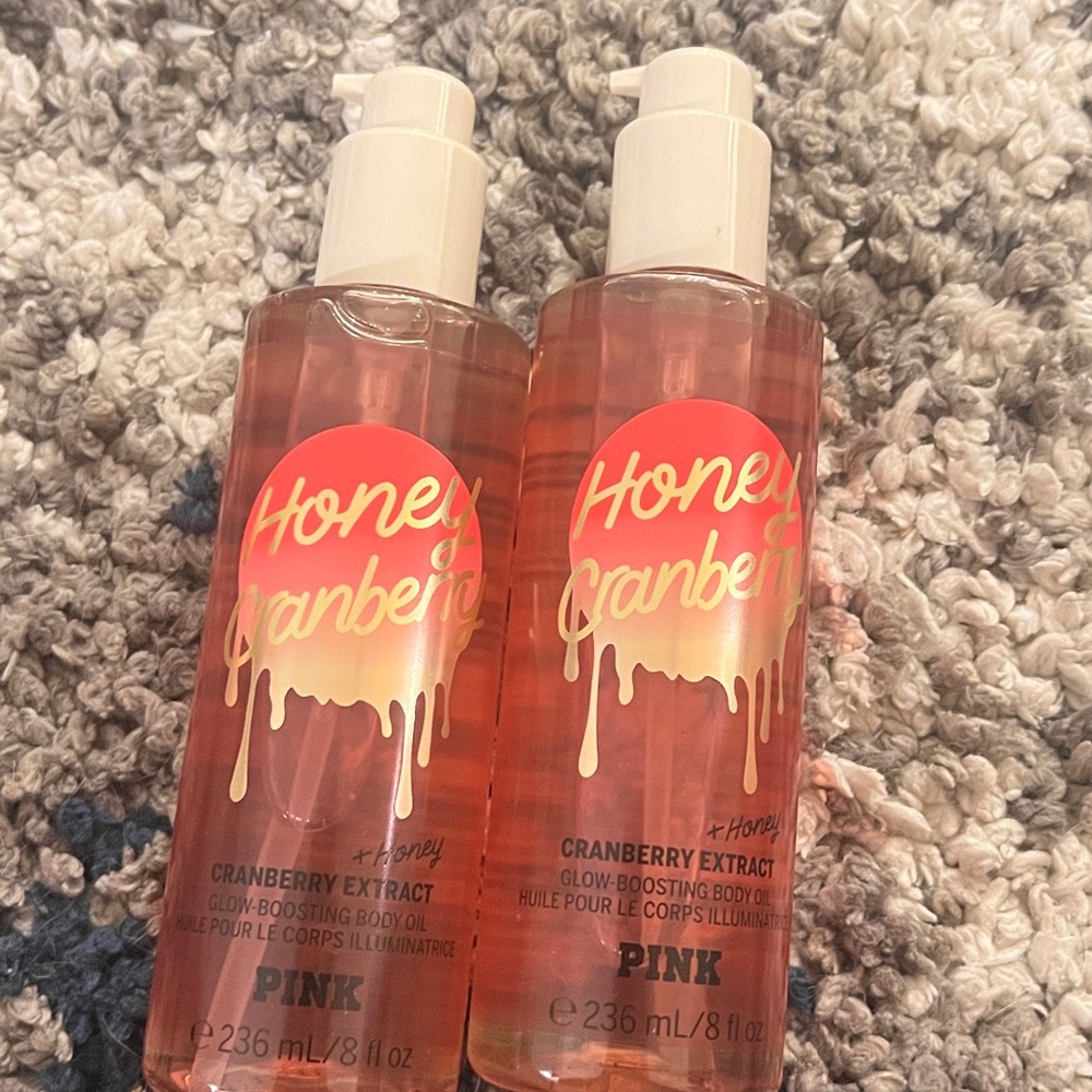 New Victoria’s Secret PINK “Honey Cranberry” Glow Boosting Body Oils X 2